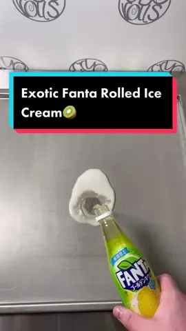 Golden Kiwi Fanta Rolled Ice Cream! Go check out @professorsnacks! #icecreamrolls #fanta #trending #foryou