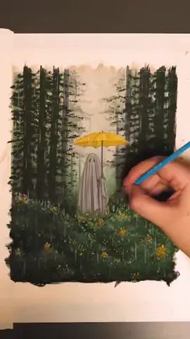 Oh to be this ghost in the forest 🌧🌲 #painting #art #fyp #arttiktok#tiktokartists #arttok #arttimelapse #artistsoftiktok #paintingtimelapse #gouachepainting