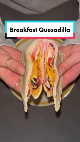 Ham & Cheese Breakfast Quesadilla #breakfast #Recipe #recipeidea #airfryer #breakfastideas #food #cooking #quesadilla #mealideas #toddler #approved