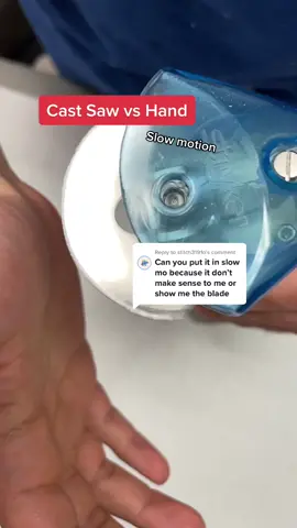 Reply to @stitch3191o  Slow motion cast saw! Why won’t it cut me?! #orthopedics #surgeonsoftiktok #LearnOnTikTok