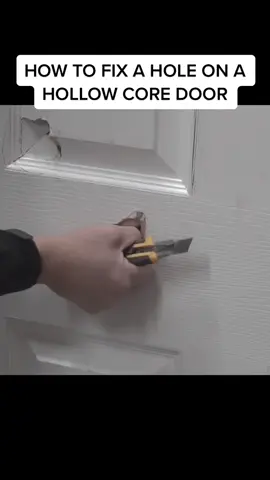 How to fix #hole in a #hollowcore #door . Full tutorial on my YouTube Channel, link up on my bio ☝🏽 SUBSCRIBE! #doorrepair #diyproject #homerepair