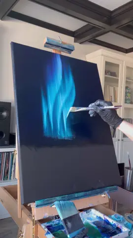 Sorry my head got in the way so much :( #oilpainting #aurora #northernlights