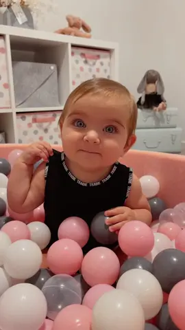 sound on for cute baby noises 🥰 #babygirl #babynoises #8months #babyplaying #ballpit #blueeyes #sweetgirl #trending #fyp #viral