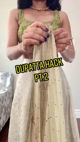Easy Cape-Style Dupatta Hack for your next Indian outfit. #indianfashiontips #desioutfit #lenghalook #indianfashion #dupatta #lenghahack #punjabi