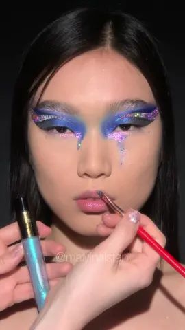 The Weight of the World🌏 on @_narajackson #malvinaisfan #mlihowto #bluetears #rhinestonemakeup #lustgloss #pmglablove #patmcgrathlabs #glittertears