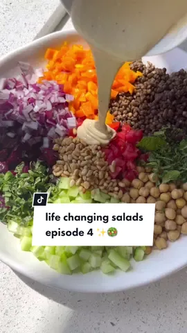 This vegan high protein lentil salad is actually life-changing✨ #saladrecipe #healthymeal #plantbased