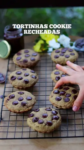 tortinha cookie recheada 🤤 #receitas #receitavegana #doces #receitasaudável #vegan #sobremesa #veganfood #semgluten #foryou