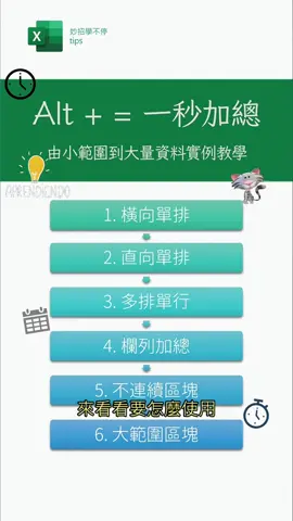 [Excel] 快速加總計算, 由小範圍到海量大數據資料實例教學 #excel   #在tiktok學習 #microsoftoffice