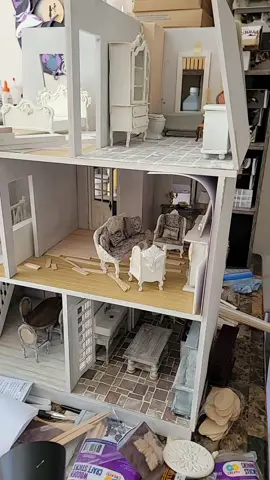 I finished my Doll House  bathroom floor! 🥰( the bathroom is still in progress).#rusticfloor #shabby #frenchstyle #dollhouse#frenchstyle #dollhouse #dollhousefloor #hobby #workinprogress #handmade #floorproject