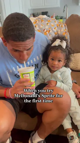 It literally made her say “uh-oh” #sprite #mcdonalds #toddlersoftiktok #fyp #toddler #tastetest #drink