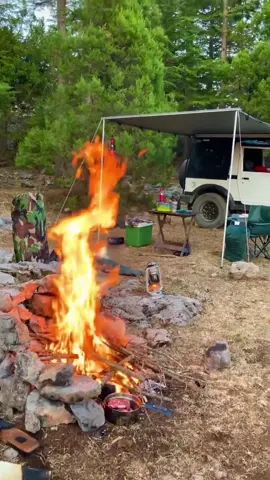 Home is where you park it 🌲 #carcamping #fyp #bonfire @S.isiin