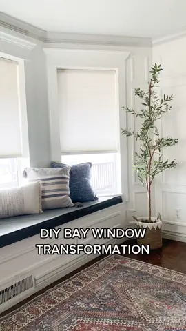New trim and paint made a huge impact on this Bay Window DIY #tiptok #diyproject #howto #whenwomenwin #homedecor @sherwinwilliams