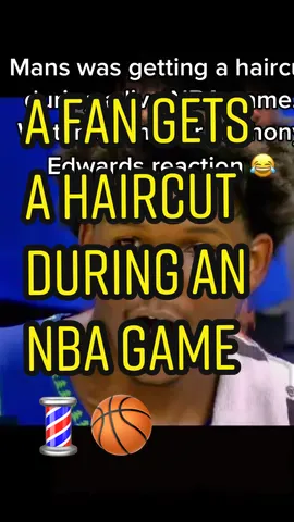 Imagine gettta a haircut during a game💈🏀 #fypシ #sports #music #barbershop #nbagame #NBA #anthonyedwards #OscarsAtHome #WomenOwnedBusiness #Love #lit #lol #basketball #haircut #hahaha #wow #shocking