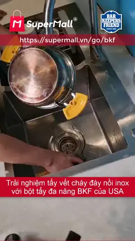 Tẩy vết cháy xoong nồi, đồ dùng bếp với bột tẩy đa năng #BKF #barkeepersfriend #tayxoongnoi #tayruadanang #tayruabep #sunhouse #lamsachbep