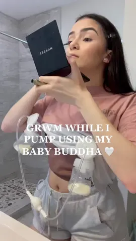 A little bit of #pumpwithme + a little bit of #grwm 🥰 #babybuddha #pumpingmom #MakeupRoutine #breastmilk #exclusivepumping #milksupply #justenougher