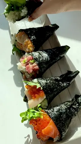 5 types of Temaki handroll 🖤 #temaki #temakisushi #handroll #sushi #EasyRecipe #japanesefood #homemadefood