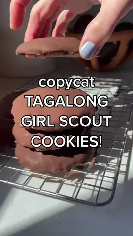 TAGALONG GIRL SCOUT COOKIES! but made gluten-free. i took the @Everlywell  food sensitivity test and turns out i have reactivities to gluten and wheat😳gluten is not my friend. i nerd out over taking tests like this so definitely recommend trying too! link in bio for recipe! #desserttiktok #girlscoutcookies #peanutbutter #EasyRecipes