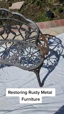 Restoring Rusty metal furniture 💫. #homerenovation #metalfurniture #painting #restoration #restorationprojects #womeninconstruction #beforeandafter #exteriorpaint #magic