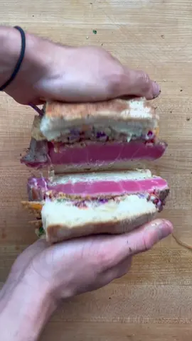 Incoming “it’s raw” comments #ahituna #wontonchips #sandwich