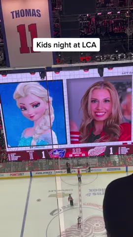 Cartoon character cam Kids night at Little Caesar’s Arena #jumbotron #littlecaesarsarena #redwings #detroit #funny