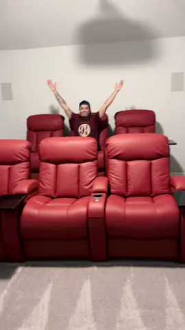He finally has the home theater seats of his dreams! 😭❤️🥰 #fyp #viral #foryou