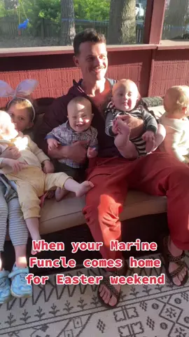 He’s got his hands full with this crew 🥰 #babiesoftiktok #babysfirsteaster #holysunday #happyeaster #funcle #cousincrew