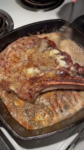 I taught my youngest son how how to make a steak in the cast iron grill pan. Yeah, it was awesome and he did it all. #cookingwithdad #steak #beef #kidscooking #boneinribeye