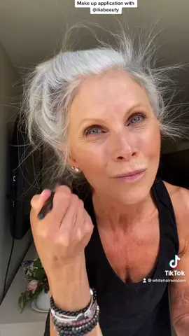 Easy make up application with @officialiliabeauty follow along for tips on everyday make up for real people ( I am 60)        #over60  #makeupforeveryone #cleanbeauty #agingbackwards #naturalbeauty #over50women #silversisters #greyhair #whitehair #healthyaging #lifestylemodel #makeup #iliabeauty #easyeverydaymakeup #