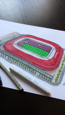 #elsadar home to @C. A. Osasuna #osasuna #caosasuna #pamplona #laliga #españa #sadar #football #drawing #stadium #watercolor