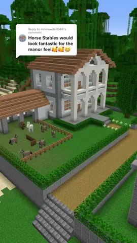 Reply to @mrknowitall044 What should I build next? Please go follow my insta account🙏🏻 #Minecraft #minecraftmemes #minecraftbuilding #horse #donkey #house #jungle #beauty #llama #build #green