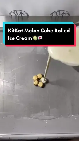 KitKat Melon Cube Rolled Ice Cream! Shoutout @professorsnacks! FOLLOW IF YOU LIKE KIT KATS! #icecreamrolls #kitkat #viral #fyp