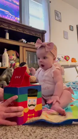 Her face 😂 #surprise  #jackinthebox  #startledbaby #popgoestheweasel