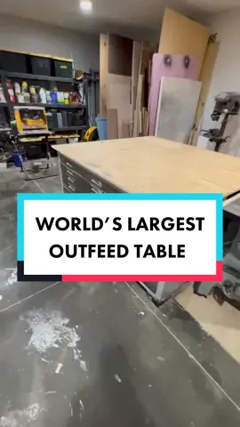 World’s largest outfeed table! #wood #woodwork #woodworking #tools #woodtok #carpenter #carpentry #contractor #DIY #saw #fyp #craftsman #benderhomes