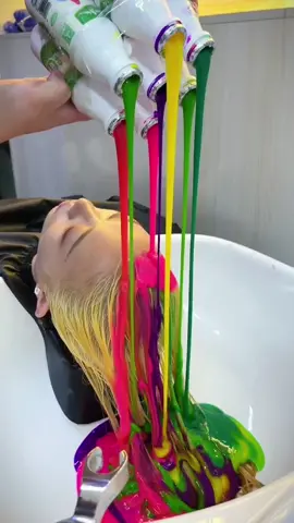 Rainbow 🌈 hair #fashion #colorhair #prettygril #hair #colorhairstyle #hair #rainbowhaircolor