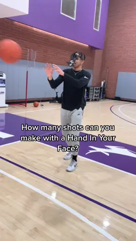 How many shots can you make with a Hand in your face? #basketball #handinyoface #challenge