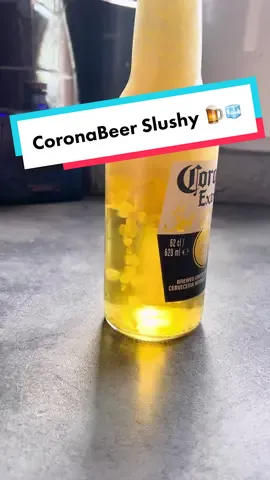 Instant CoronaBeer Slushy! Just give it a tap after putting in freezer 🍺🧊 #coronaslushy #slushie #instantslushy #mancavebartender #coronaslushie