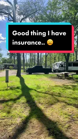 The insurance adjuster had to meet me in a different state 🙃 #rvlife #campground #rvfail #rvtrip #rvrepair #traveltrailer #glamping #funny #rv #fail