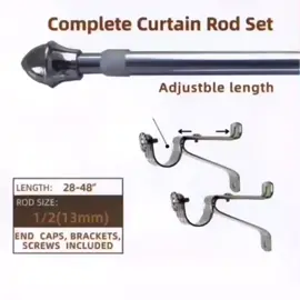 Adjustable Curtain Rod Set, Window For Grommet Curtain Drapes