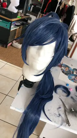 Kaeya is on his wayyyyy ♥️ wig styling is hell #kaeya #kaeyawig #wip #cosplay #kaeyacosplay