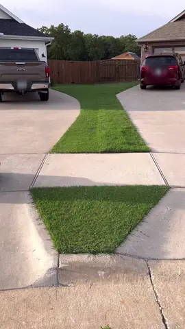 Edging while mowing the lawn.