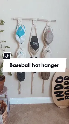 Macrame baseball hat hanger #macrame #bohodecor #SmallBusiness #macramedecor