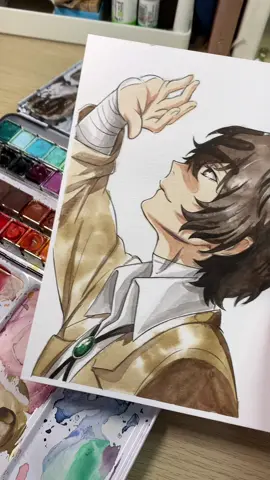 Dazai 👀 #fyp #foryou #foryoupage #anime #animeart #dazai #dazaiosamu #bungoustraydogs #watercolor