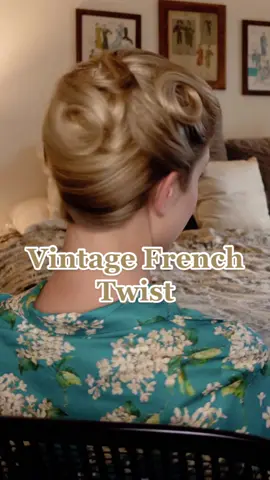 Vintage French Twist Hairstyle #vintagehairtutorial #hairtok #frenchtwist #1950shairstyle #vintageupdo