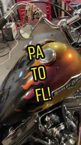 Time to travel! #roadtrip #travel #harley #harleydavidson #chopper #choppertime #springer #custom #pa #fl #trip #garage