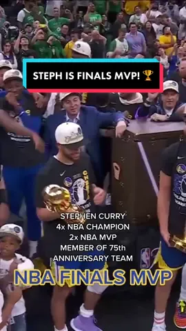 Stephen Curry is presented the Bill Russell Trophy as the 2022 #NBAFinals MVP! 🏆 #NBA75