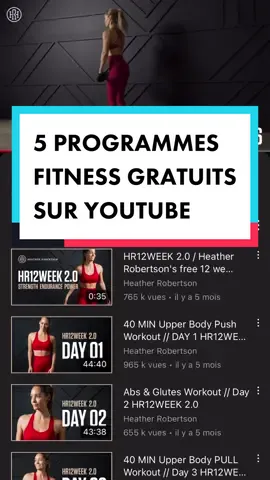 5 PROGRAMMES FITNESS GRATUITS #Fitness #workout #homeworkout #musculation #sante