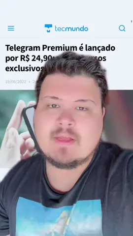 TELEGRAM PREMIUM CHEGOU: Mensalidade custa 24,90 Fonte: @TecMundo #celular #smartphone #tecnologia #techtokbrasil