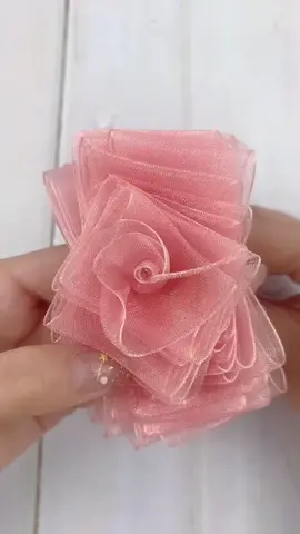 ribbon rose flower#rose #flower #ribbon #handmade #craft #pink #gift #DIY #diytoturials #easydiy #foryoupage