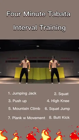 Four Minute Tabata Workout Fullbody 😎 #Fitness #workout #workoutroutine #workoutfromhome #yoga #yogagirl #tabata #noequipmentworkout #DailyRoutine #fyp