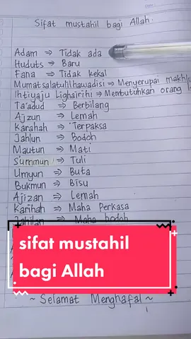 sifat mustahil bagi Allah semangat menghafal maaf kalau ada yang salah atau terbalik 🙏#sifatmustahilbagiallah #sifatmustahil